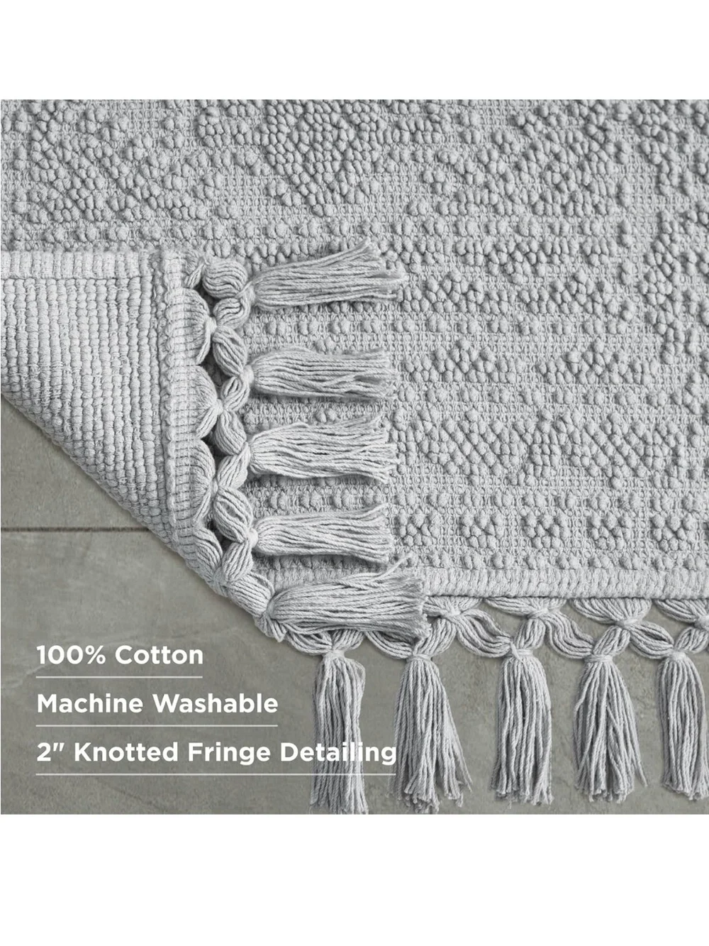 NEW French Connection Nellore Bathroom Rugs, Woven and Beaded 100% Cotton Mat